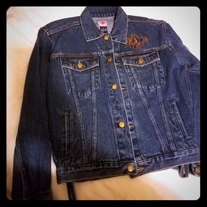 Denim jacket with embroidered horses